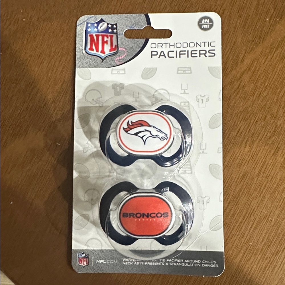 NFL Broncos Orthodontic Pacifiers - Navy and Orange